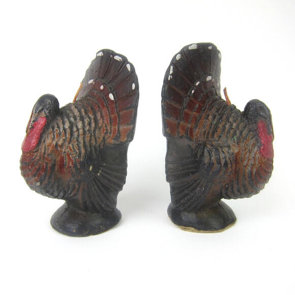Vintage Gurley Thanksgiving Turkey Candles Set of 2 Fall Autumn Table Decor - Picture 11 of 16